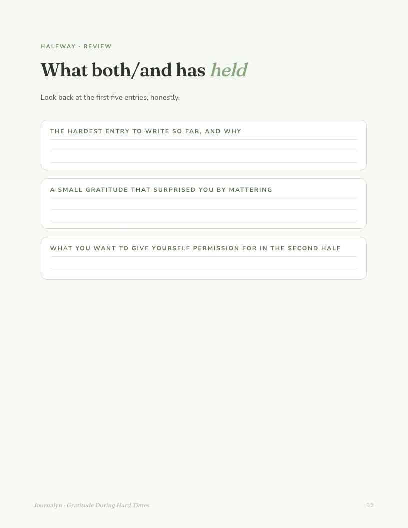 A sample interior page from Gratitude During Hard Times