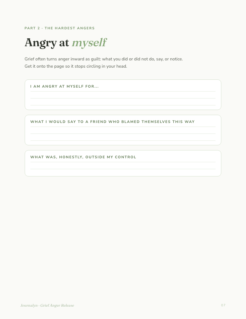 A sample interior page from Grief Anger Release