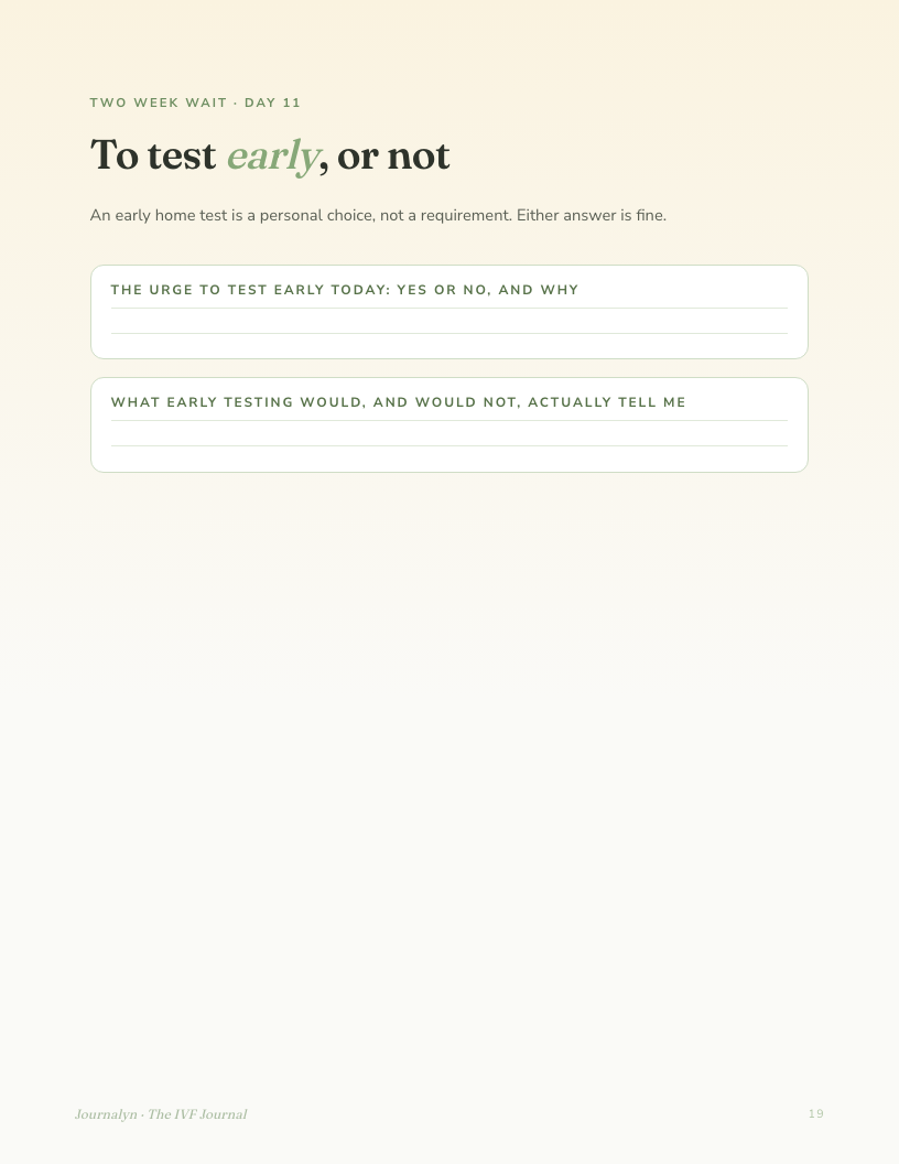 A sample interior page from Printable Ivf Journal
