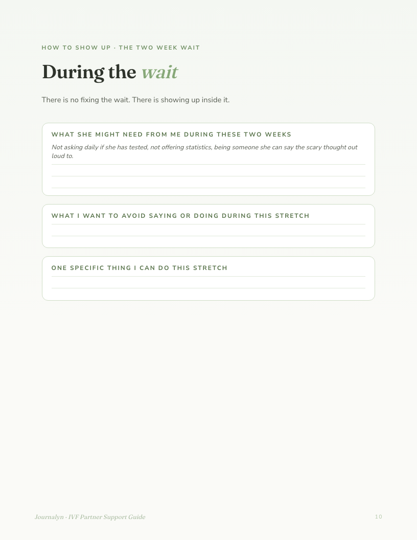 A sample interior page from Ivf Partner Support Guide