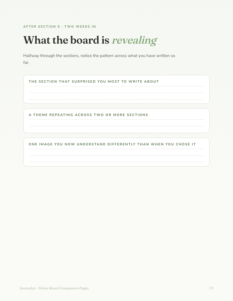 A sample interior page from Vision Board Companion Pages