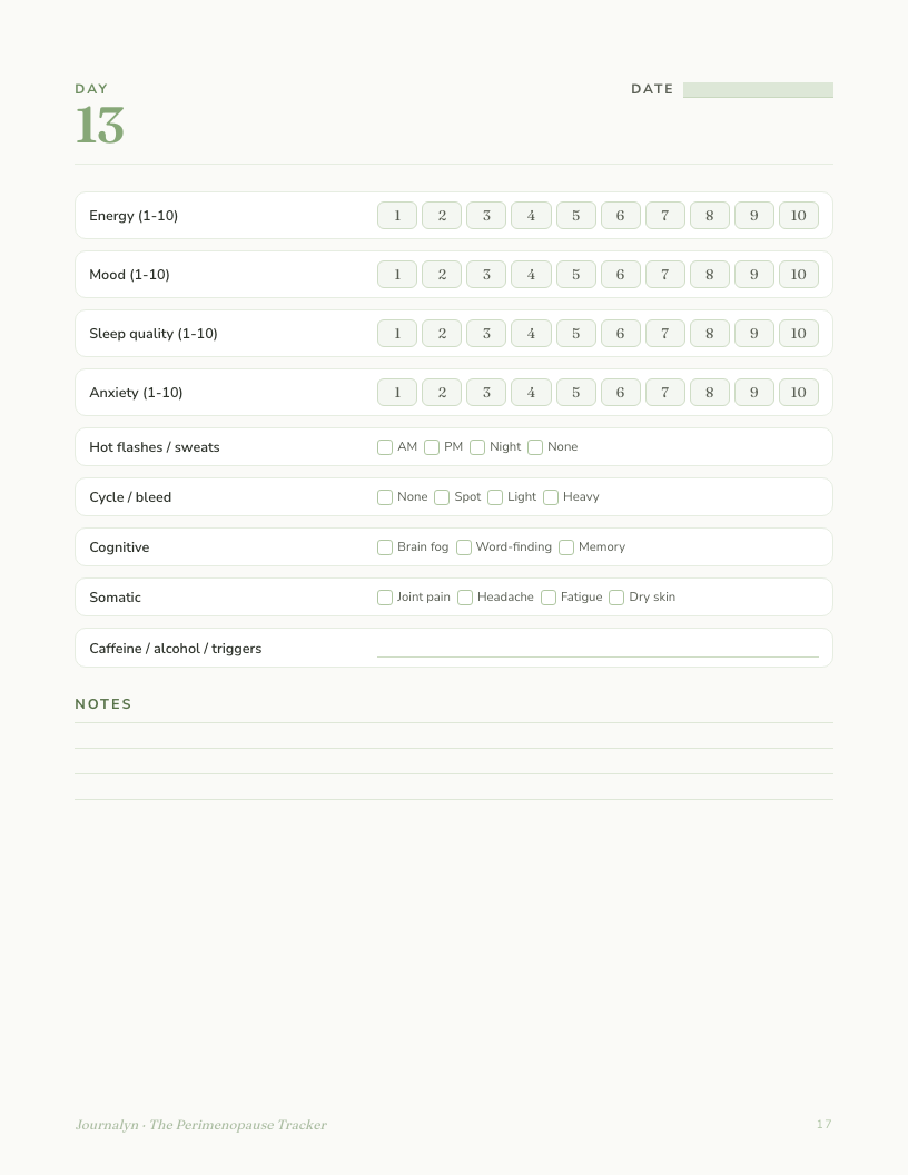 Perimenopause Symptom Tracker interior page preview 3