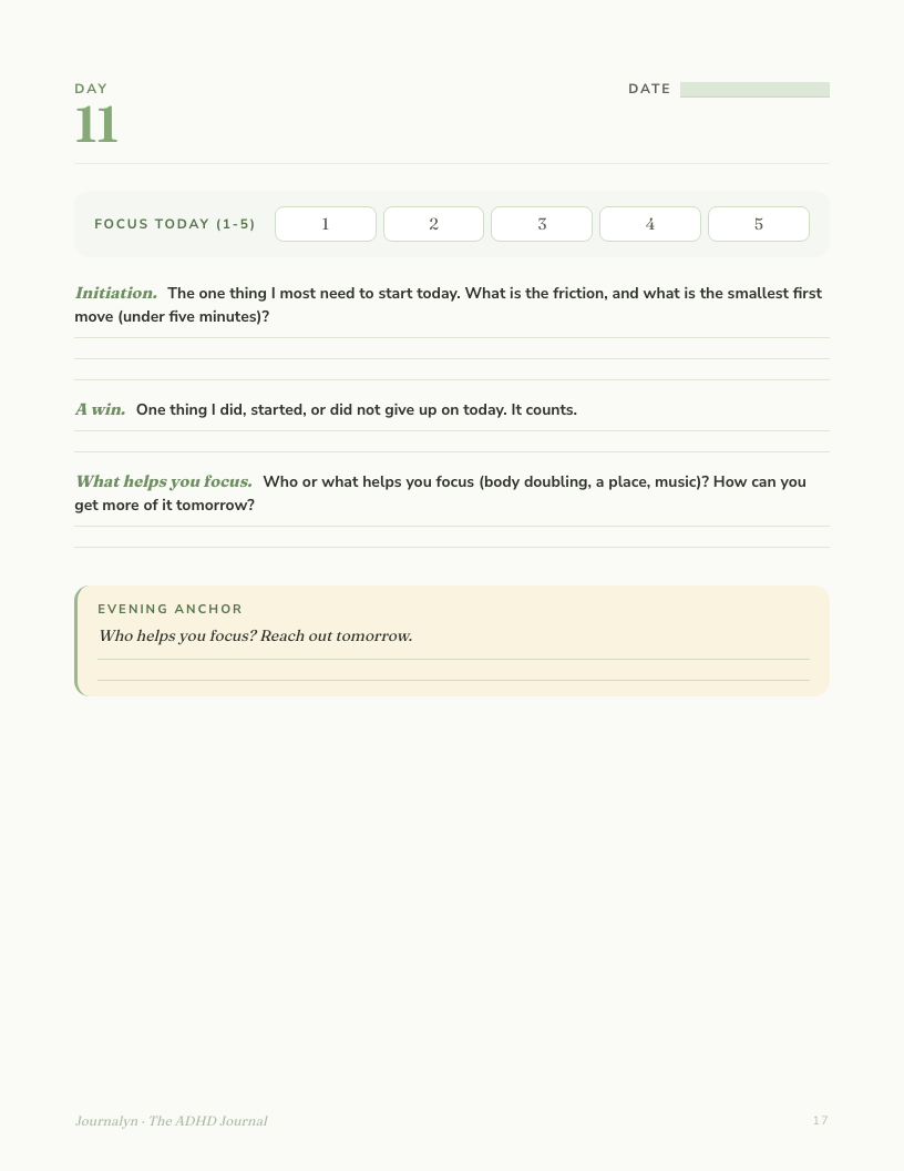 Printable ADHD Journal interior page preview 2