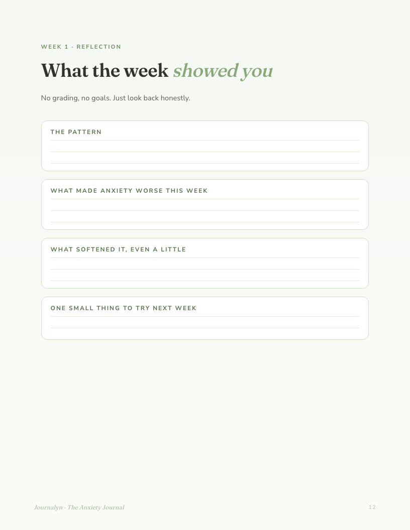 Printable Anxiety Journal for Women interior page preview 2