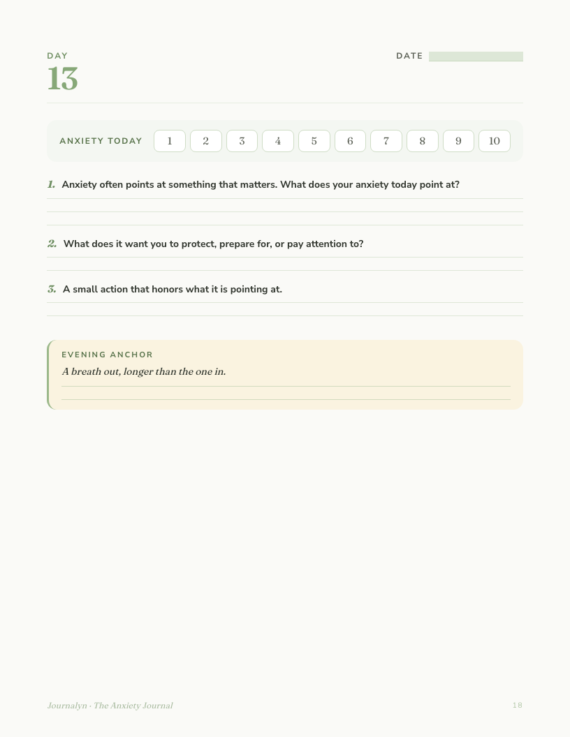 Printable Anxiety Journal for Women interior page preview 3