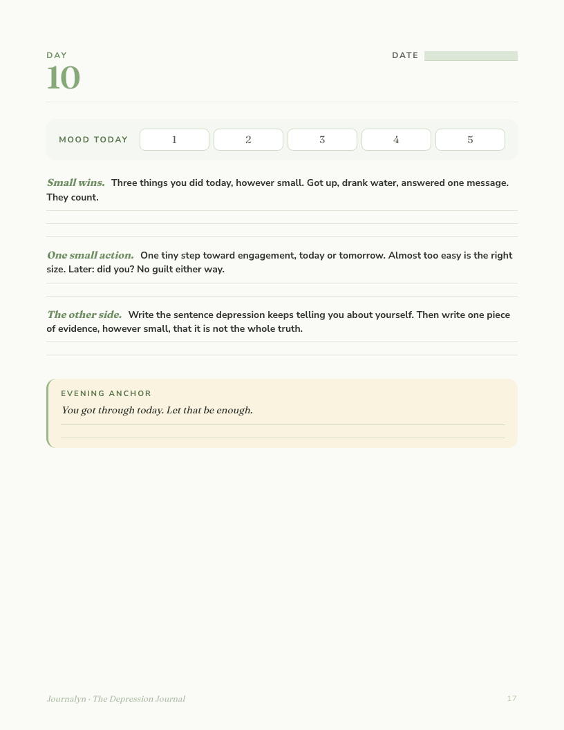 Printable Depression Journal interior page preview 2