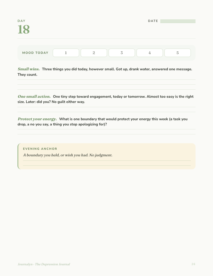 Printable Depression Journal interior page preview 3