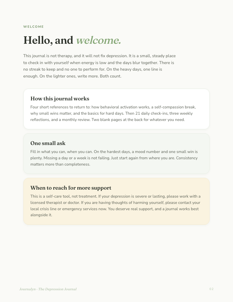 Printable Depression Journal interior page preview 4