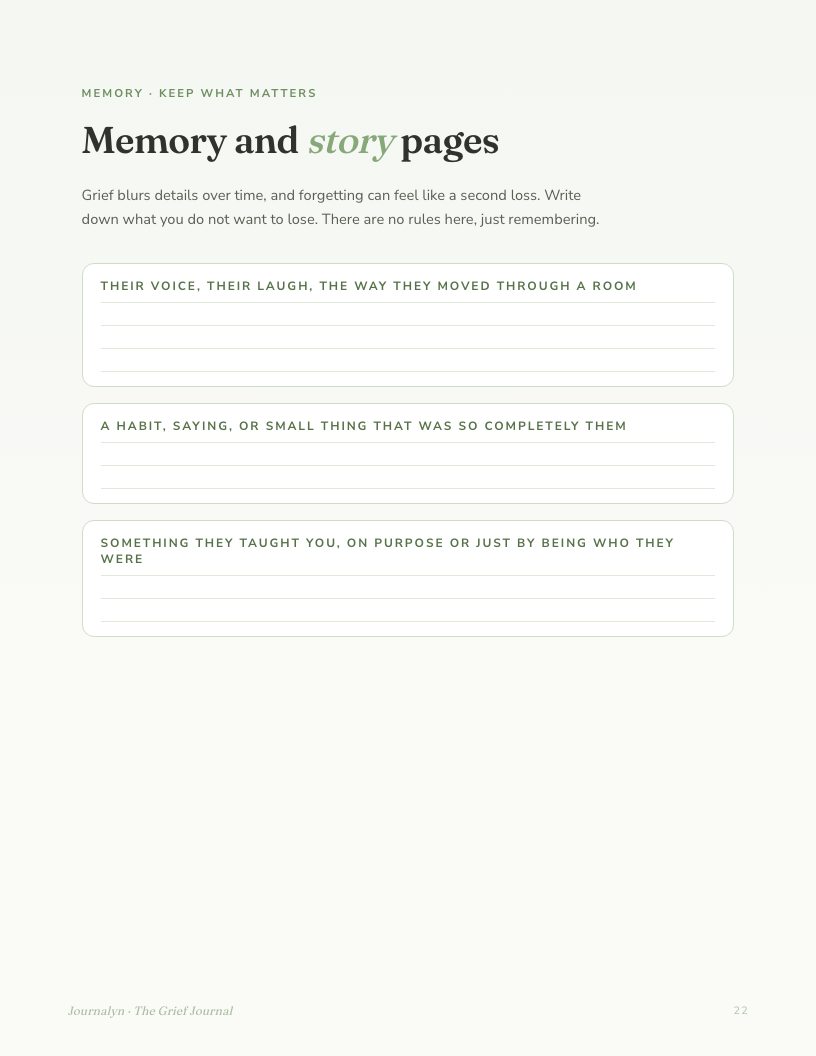 Printable Grief Journal interior page preview 3