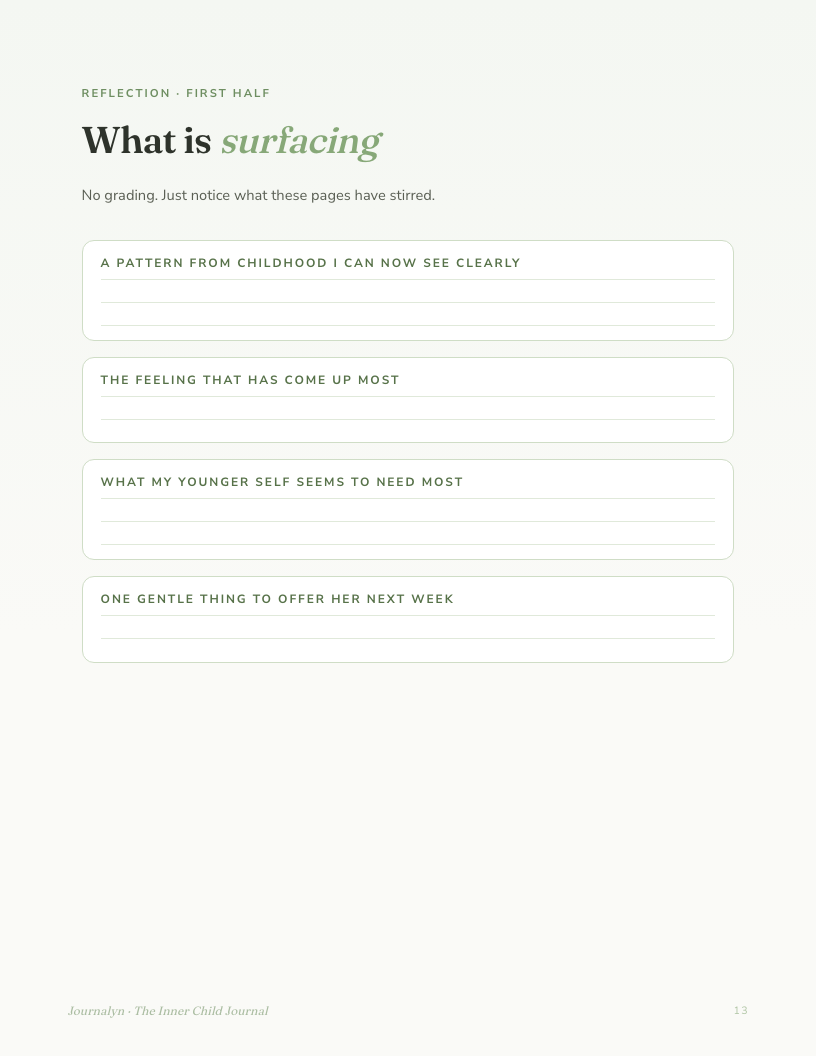 Printable Inner Child Healing Journal interior page preview 2
