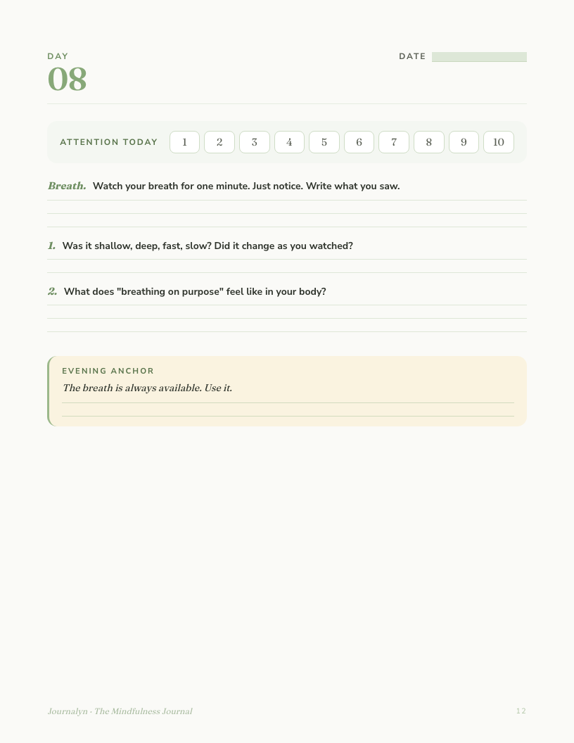 Printable Mindfulness Journal for Women interior page preview 2