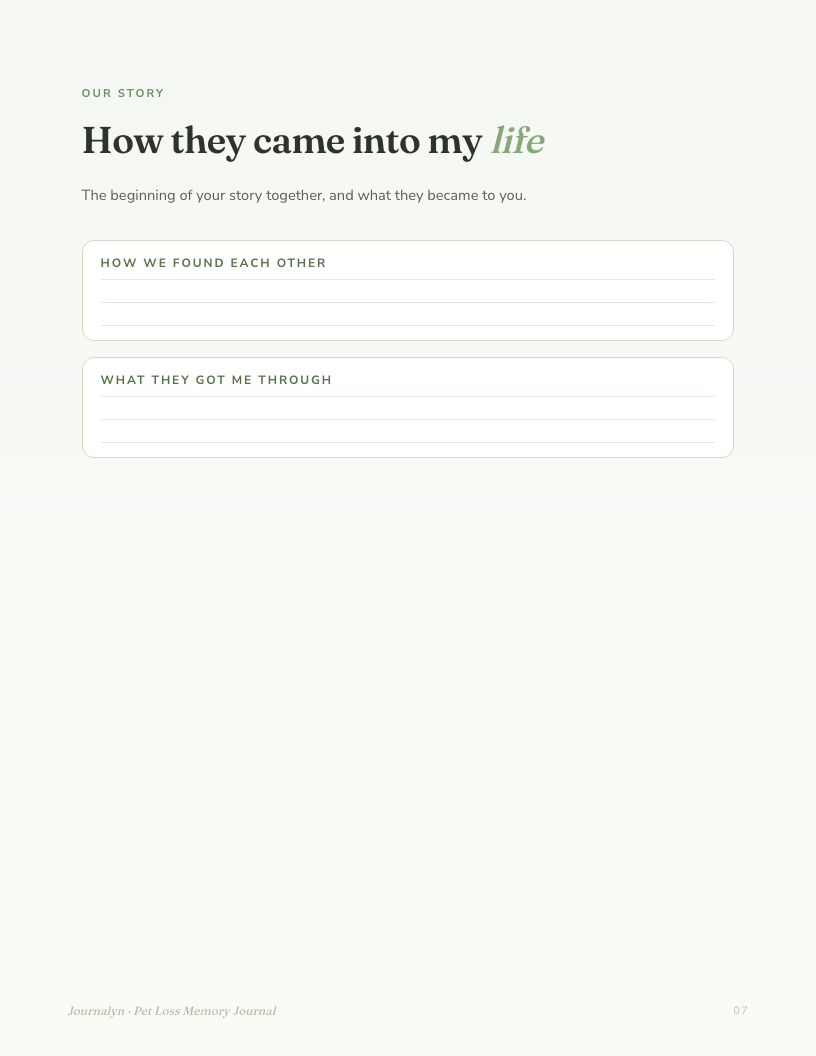 Pet Loss Memory Journal interior page preview 2