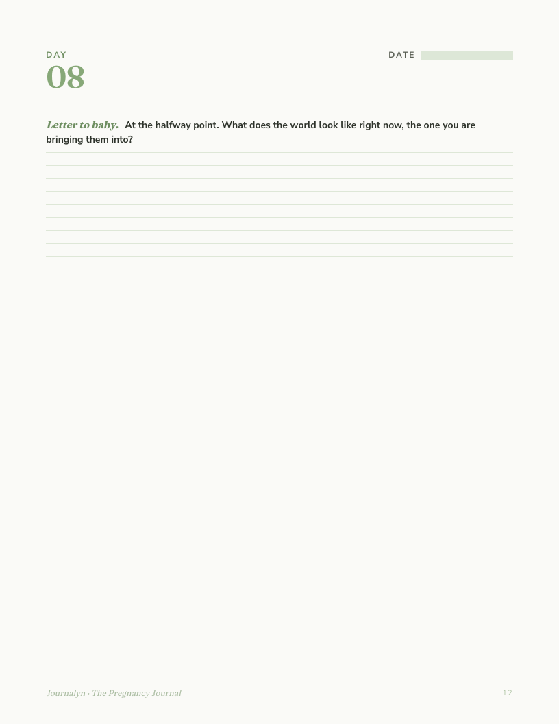 Printable Pregnancy Memory Journal interior page preview 2
