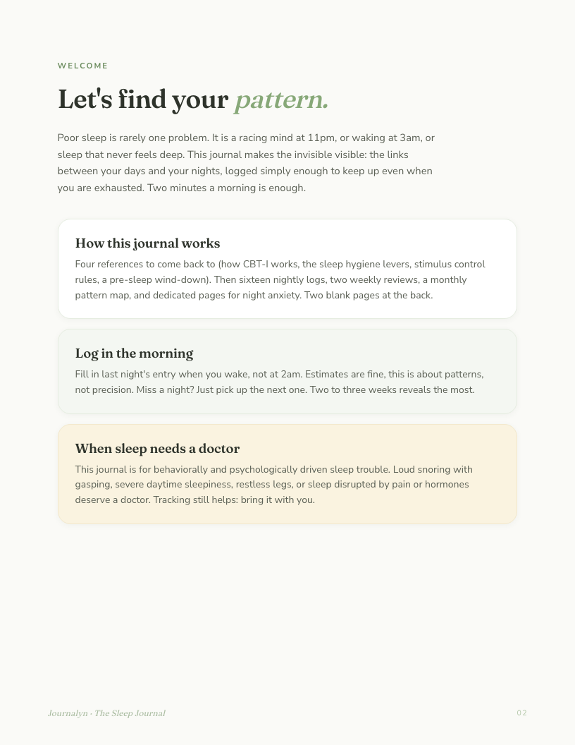 Printable Sleep Journal interior page preview 1