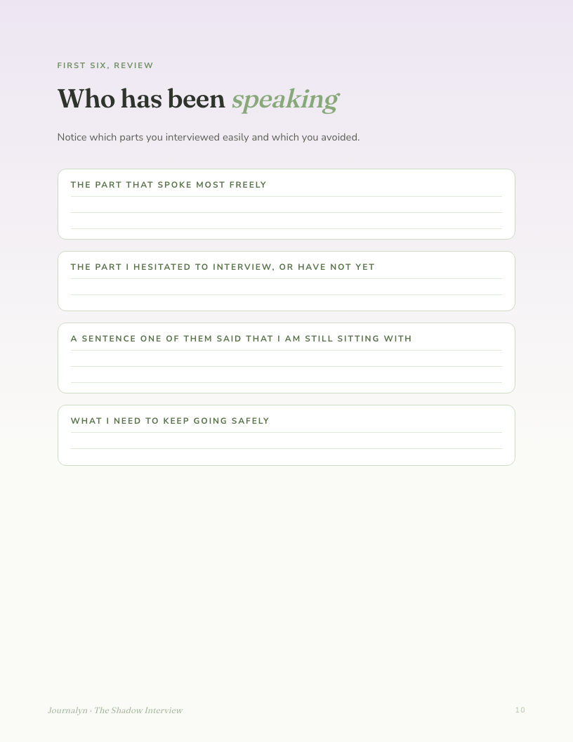 A sample interior page from Shadow Interview Pages